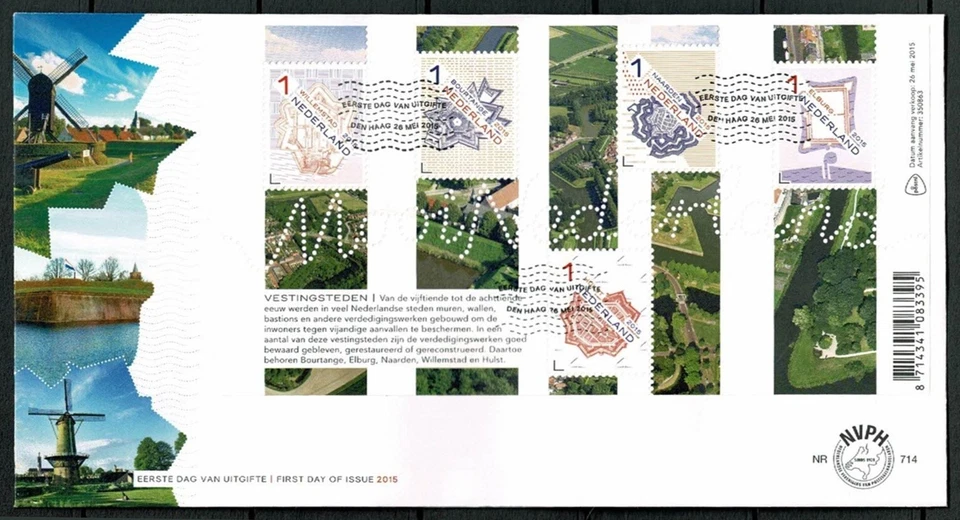 SG05 NETHERLANDS 2015 FDC MS Beautiful Netherlands - fortified towns - Image 1 of 1