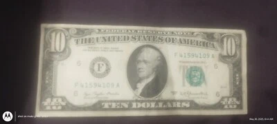 Series 1977 $10 Ten Dollar Bill off Center Error Note UNC! - Image 1 of 3