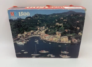 New Sealed Vtg 90s Milton Bradley 1500 Pc Jigsaw Puzzle Portofino Italy 1993 #L - Picture 1 of 8