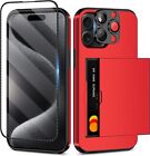 4-in-1 For Iphone 15 Pro Wallet Case With Screen Protector & Camera Cover, Full