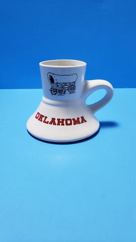 Oklahoma University Sooners Coffee Mug Cup NCAA Covered Wagon 10oz Wide Base Cover