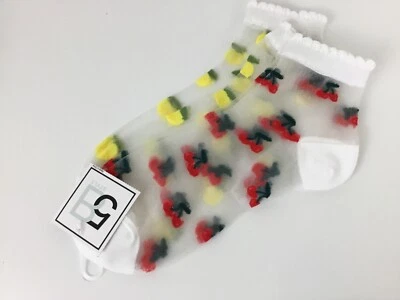 2 Paia Calze Donna Trasparenti Frutta Trasparente Caviglia Limone Ciliegia Ottimo Regalo Nuove - Immagine 1 di 3