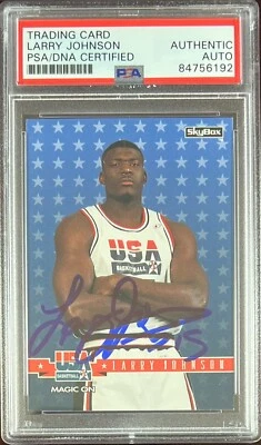 Карта Ларри Джонсона с автографом 1994 SkyBox No12 Charlotte Hornets инкапсулированная PSA - Изображение 1 из 3
