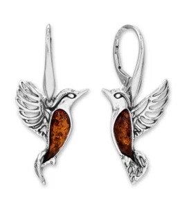 Pendientes de colibrí ámbar báltico plata esterlina - Imagen 1 de 1