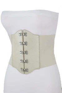 Women Wide Corset Belt Fashion High Waist Hip Champagne Elastic Gold Fits L- XXL - Picture 1 of 12