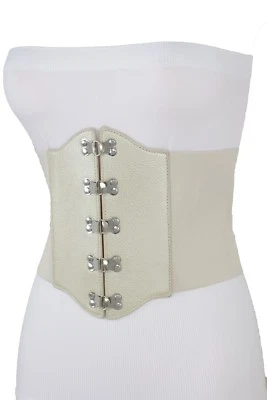 Women Wide Corset Belt Fashion High Waist Hip Champagne Elastic Gold Fits L- XXL - Image 1 of 4