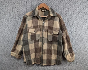 Woolrich Vintage Buffalo Check Plaid Thick Wool Field Outdoor Shacket Jacket L - Picture 1 of 10
