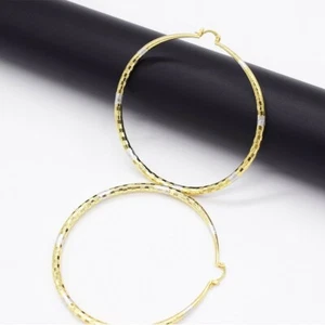 18 Karat Lagenlook Echt Gold Filled Runde 2 Töne Creolen 70 mm - Bild 1 von 4