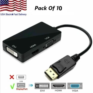 10X 3in1 Displayport DP Male To HDMI/DVI/VGA Female Adapter Converter Cbl 1080P - Picture 1 of 9