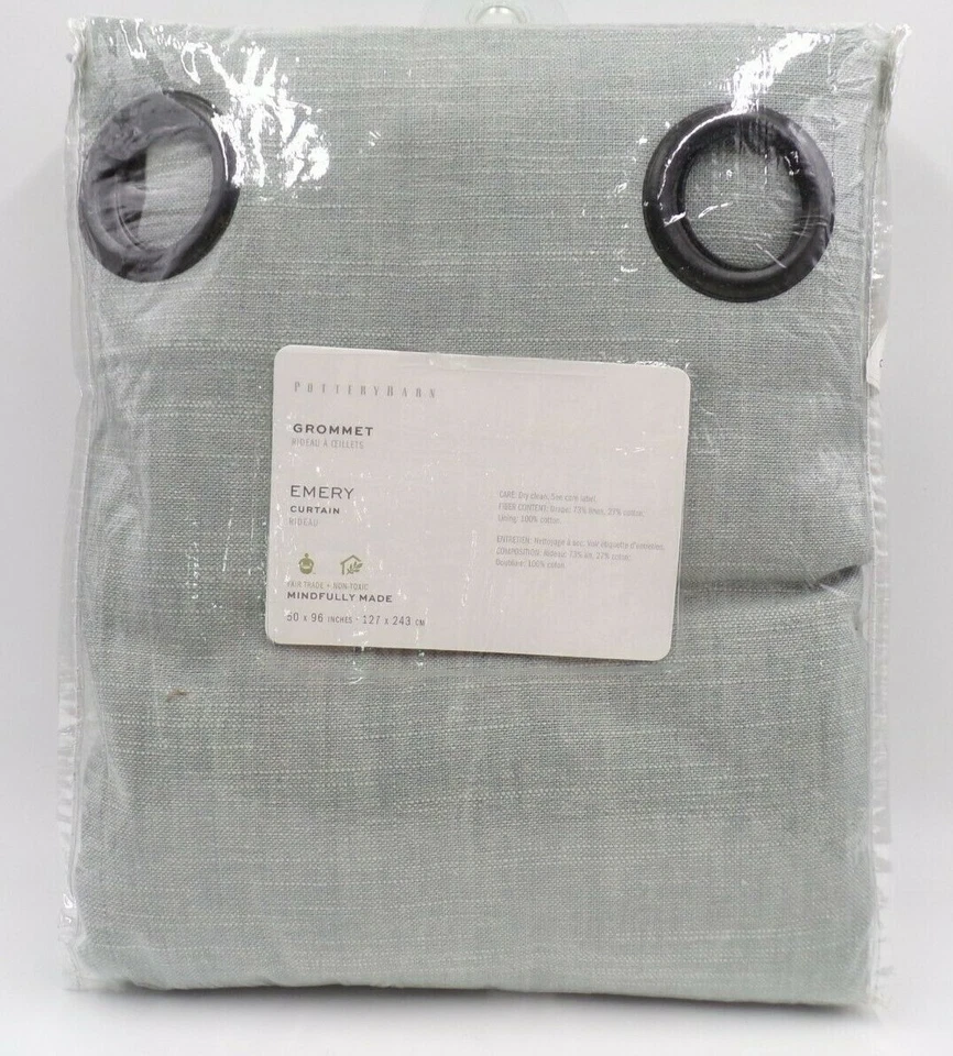Pottery Barn Emery Grommet Drape Panel Curtain Blue Dawn 50x 96" #h47