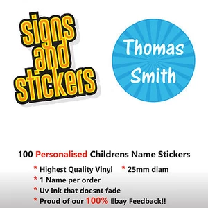 100 etiquetas adhesivas personalizadas con nombre para niños loncheras etiquetas escolares bolígrafos. - Imagen 1 de 1