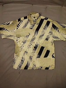 VINTAGE Tommy Bahama camicia uomo grande seta a righe stampa all over papà hawaiano - Foto 1 di 10