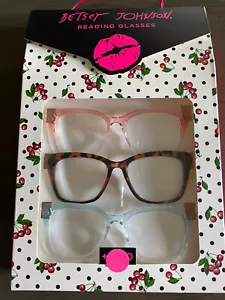 BETSEY JOHNSON 3 pk ROSA, TORTUGA, AZUL Gafas de Lector +2.00 - Imagen 1 de 5
