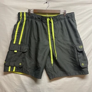 Op Ocean Pacific Mens Swimming Trunks Shorts Neon Green Gray Size XL 40-42 - Picture 1 of 12