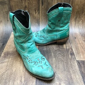 Botas de Vaquero Liberty Negras Mulan Turuqueza Turquesa Tachonadas Para Mujer Talla 9 - Imagen 1 de 9