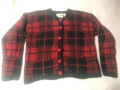 Cardigã COPPER KEY vermelho/verde xadrez NATAL robusto suéter de malha TAMANHO P (443) - Imagem 1 de 4