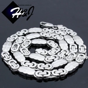 24"MEN Stainless Steel 8mm Silver Flat Byzantine Box Chain Necklace Bracelet*159 - Picture 1 of 6