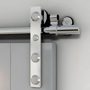 4FT-16FT Sliding Barn Door Hardware Kit Stainless Steel Track Closet Wood Door - Picture 1 of 120