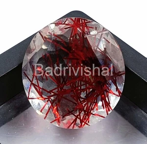 Natural Round Cut 60 Ct Certified Brazil Red Rutilated Quartz Loose Gemstone EKS - Picture 1 of 7