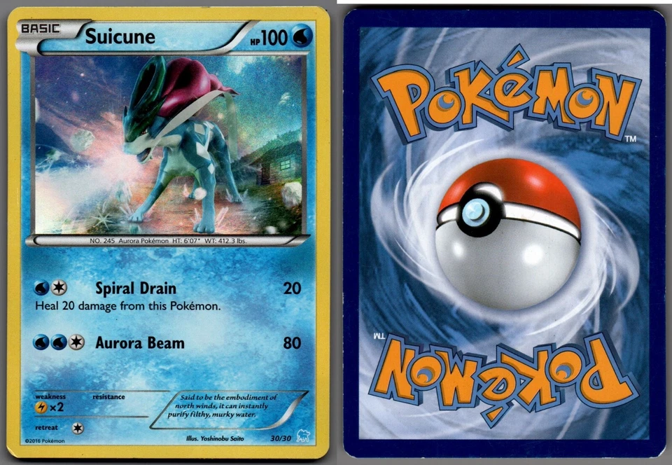 2016 Pokemon, XY Trainer Kit: Pikachu Libre & Suicune, #30/30 Suicune, Holo Rare - Image 1 of 1