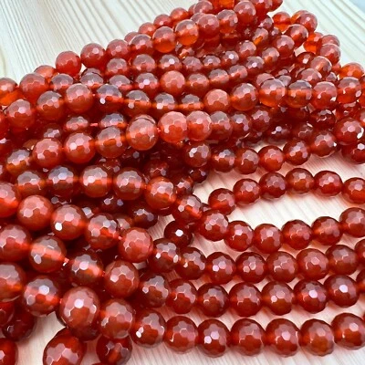 Echter facettierter roter Karneol 4mm Perlen 38cm Strang natürlicher Achat - Bild 1 von 4