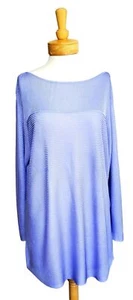NWT Chicos Travelers Collection LACEY Ribbed Tunic Top Lilac Iris Boat Neck Sz 3 - Picture 1 of 10