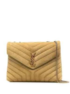 NUEVO $3450 Saint Laurent Loulou Mediano YSL Bolso de Hombro Acolchado Gamuza chartreuse Foto 1 de 4