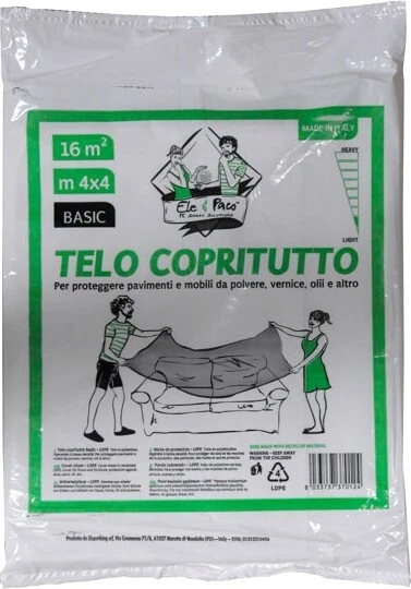 Telo Copritutto Leggero 4x4 200gr - Per lavori di bricolage, pitturazioni, - Immagine 1 di 1