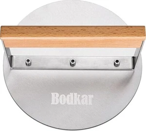 Bodkar Stainless Steel 6" Round Burger Smasher Grill Press with Wood Handle - Picture 1 of 7