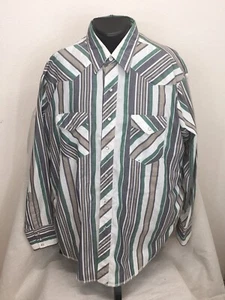 Vintage Mens Wrangler Striped Western Shirt Pearl Snaps Long Sleeves Men SZ 2X - Picture 1 of 11