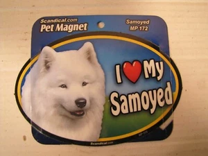 I Love My Samoyed Laminated Car Pet Magnet 4" x 6" Scandical - Picture 1 of 1