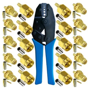 SMA cable crimping tool and 10pcs SMA male to female connectors for RG174 RG3... - Picture 1 of 6