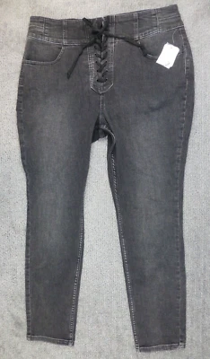 We The Free skinny jeans size 33 black Curvy Lovers Knot Hi Waist Lace Up NWT - Image 1 of 4