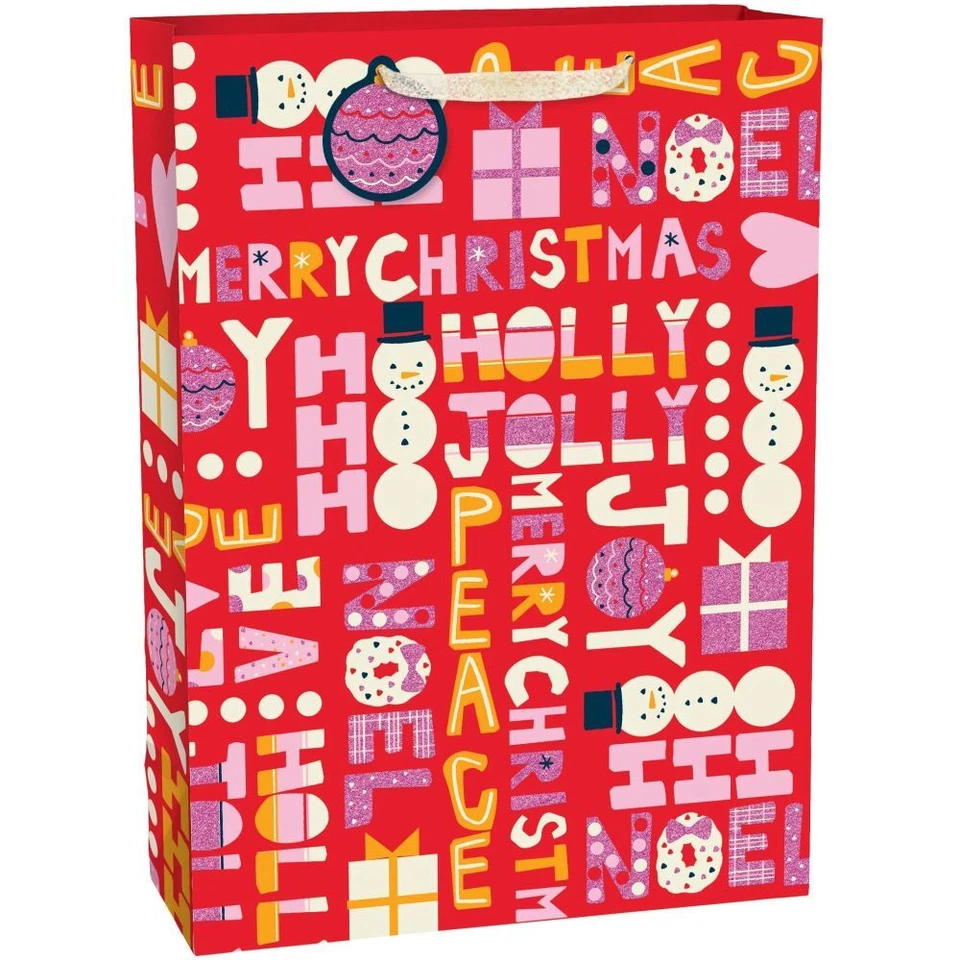 Bolsa de presente de Natal Jolly Christmas Jumbo 28" x 20" x 7" - Imagem 1 de 1