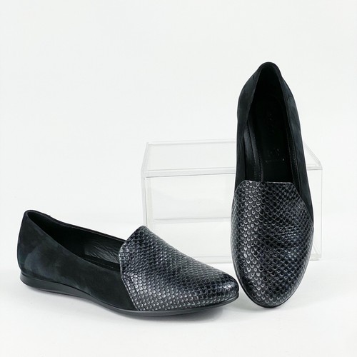 Scarpe ECCO taglia 37 6 6 5 ballerina touch 2 mocassini neri slip on scala pelle di serpente
