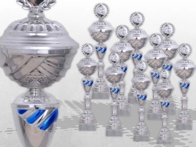 VEREINSSTORE Pokalserie Kansas große Pokale mit Gravur günstig kaufen blau grün rot - silber