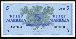 Finland 5 Markkaa 1963 Litt B UNC Condition !!! - Picture 1 of 2