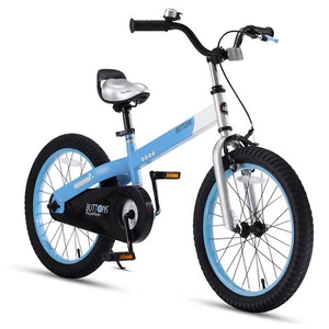 RoyalBaby Buttons 18" Bike w/Kickstand & Training Wheels, Matte Blue (Open Box) - Picture 1 of 9