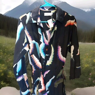 NWT A.L.C. Silk Dress Full Length in Multicolor Print Size 4 - Image 1 of 4
