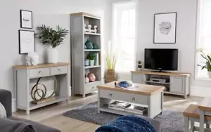 Living Room Furniture Grey Oak Coffee Console TV Stand Solid Bookcase Unit - Picture 1 of 120