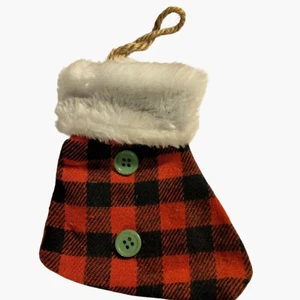 Buffalo Plaid Stocking Gift Card Holder Christmas Wrap Vintage - Foto 1 di 4