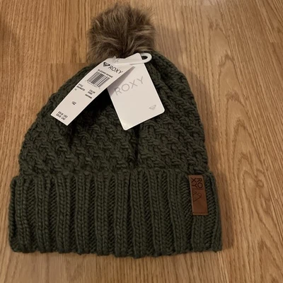 Gorro Roxy Dark Forest Green Blizzard nuevo con etiquetas Foto 1 de 4