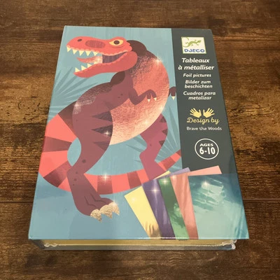 Djeco Dinosaurs Foil Picture Art Set Age 6+ Includes 4 Pictures Scraper And Foil - Image 1 of 4