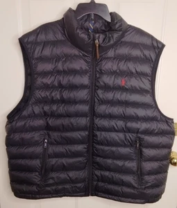 Polo Ralph Lauren Hombres Talla 3TG Chaleco Puffer Ligero Plumón Negro Cremallera Completa - Imagen 1 de 16