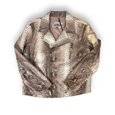 DLNYC - Daniel’s Leather Men’s Biker Jacket w/ Gold Python Accents – Moto Style - Image 1 of 2