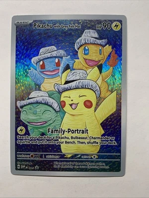 Pikachu With Grey Felt Hat Pokémon Card Holo Foil Art Anime Van Gogh Portrait - Image 1 of 4