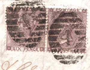 GB QV SIX-PENCE 6d (Plate 3) PAIR Entire Letter 1864 Cover SG84 Cat £225+80 XG56 - Picture 1 of 12