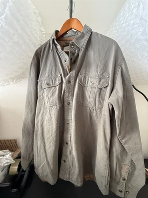 Men's Outerwear Shirt Jacket Brushed Twill Flannel Lined Olive Green 4 Pocket XL - Image 1 of 4