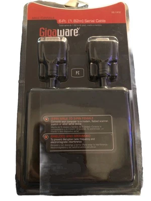 Gigaware 6 Ft Serial Cable (DB9) 9-Pin Male to 9-Pin Female 26-1402 Shielded - Image 1 of 4