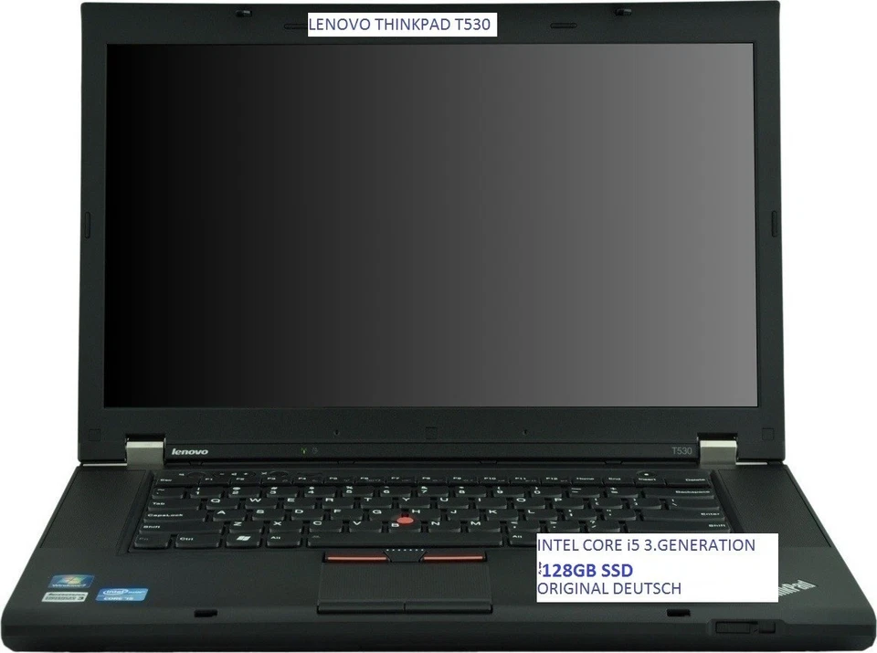 Lenovo ThinkPad T530  i5 2x3,1GHz 8GB-RAM 128SSD WEBCAM WIN7 ORIGINAL DE TASTAT. - Bild 1 von 1